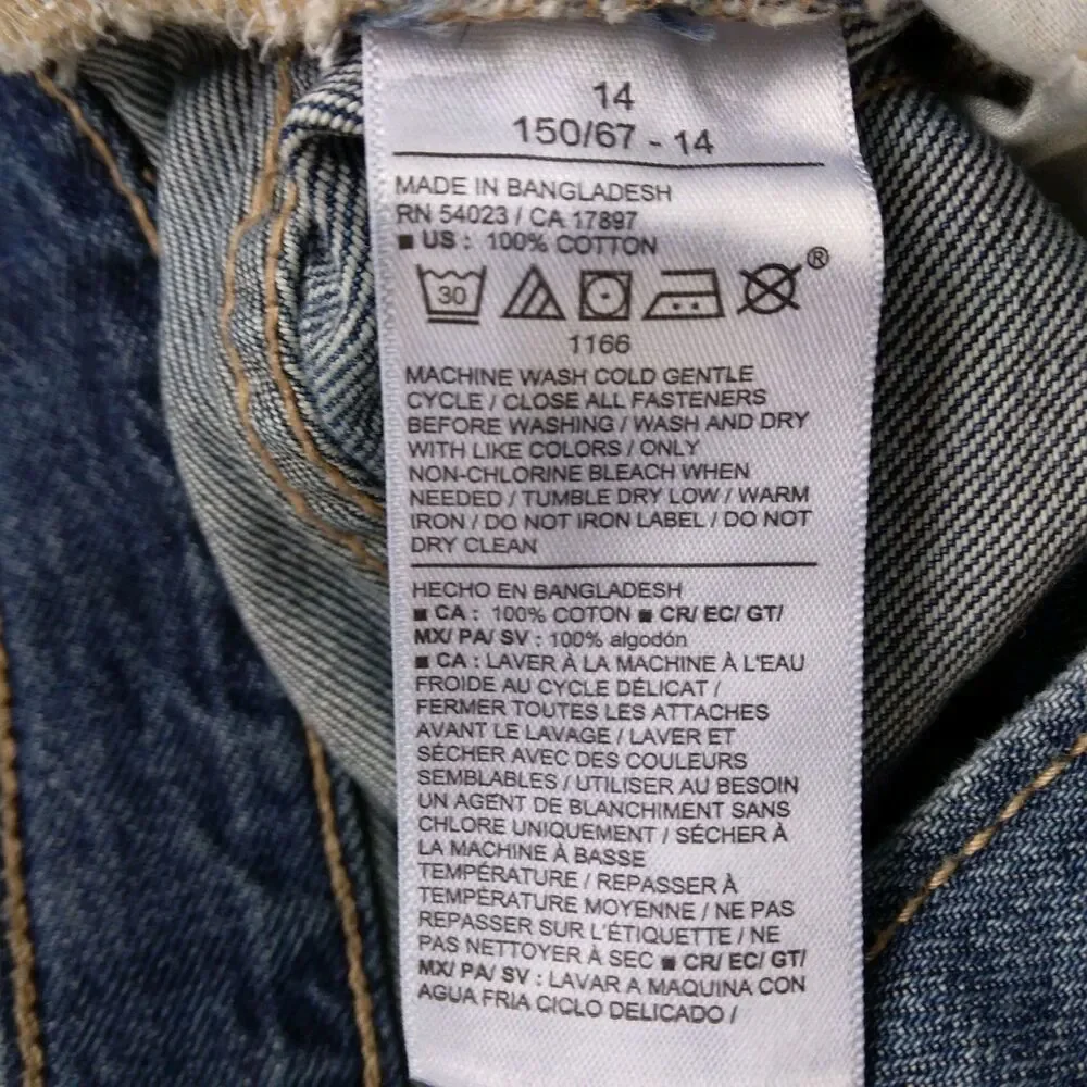 Old Navy Barrel Leg Jeans Adjustable Waist Boho Preppy Girls Size 14